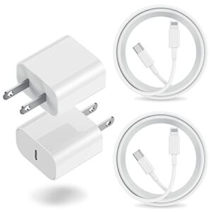 apple fast charger with usb c to lightning cable 6ft (2pack), iphone 12 13 14 fast charger 6ft,type c fast charging block with cord for for iphone 11 pro max/11 pro/11/xs max/xs/xr/x,ipad mini