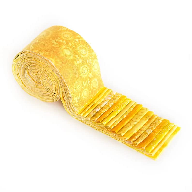 Yellow Jelly Roll pre-Cut - 100% Cotton Fabric Quilting Strips (20 Strips 2.5'') (fabric quilt)