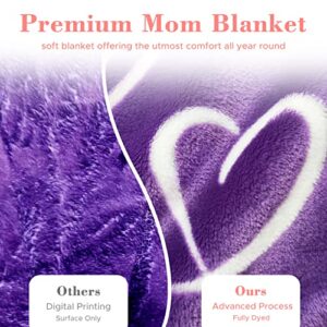 Lukeight Gifts for Mom, Birthday Gifts for Women, Blanket from Daughter or Son, Valentines Day Gifts , Fleece Throw , Mom Gifts for Her Birthday, Mothers Day, 65x55 inch, Purple