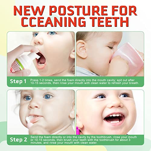 Kids Foam Toothpaste with Low Fluoride,Toddler Anti-Cavity Foaming Toothpaste Watermelon Flavor for U Shaped Toothbrush for Children Kids Ages 3 Plus 2.11(60ml) fl oz