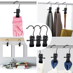No Sharp Matte Black Boot Hanger Clips for Closet,Hanging Closet Hanger Organizer Clamps Heavy Duty Laundry Hooks with Clips for Boot Hats Pants Clothes Towel Jeans Snack Bags Clips(Black,16 Pieces)