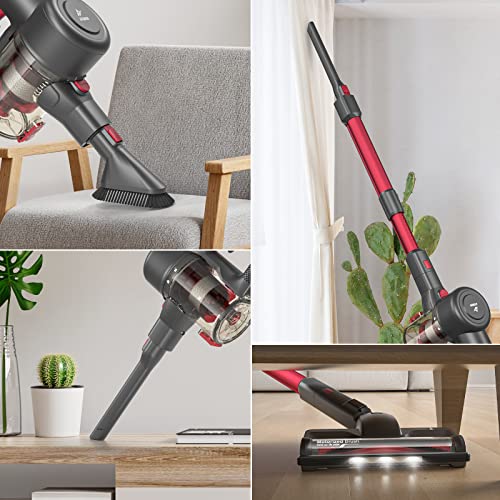 Afoddon Cordless Vacuum Cleaner, 250W 25000PA Powerful Stick Vacuum Cleaner with 2200mAh Battery 35Mins Runtime 6 in 1 Lightweight Vacuum Cleaner for Hardwood Carpet Pet Hair Car Cleaning A200