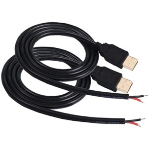 usb 2.0 male bare cable pigtail open end extension cables 5v 3a power charge wires diy connector replacement cable cord 18awg -2pcs (1m)