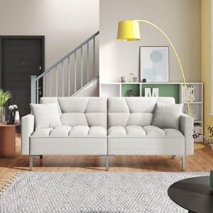 softsea 74'' sofa bed sleeper couches and convertible sofas, couch recliner convertible sofa modern adjustable futon couches sofas bed for living room fold up and down recliner couch (white)