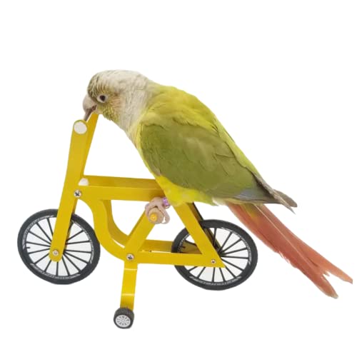 YANQIN Bird Intelligence Training Toy，Parrot Puzzle Bicycle Toy for Small Medium Bird，Parrot Educational Table Top Trick Prop Toy，Bird Foot Talon Toy for Lovebird Conures Parakeet (Large)