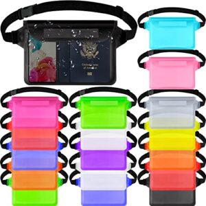 18 pieces waterproof fanny pack waterproof phone pouch bag with waist strap sensitive dry bag fishing bag with adjustable belt for phone valuables for swimming snorkeling boating kayaking, 12 colors