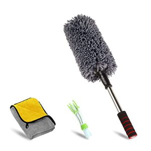 upra effective car duster kit medium，best microfiber multipurpose duster,interior &exterior cleaning tools,dashboard detailing brush,scratch lint free,pollen removing,extendable handle,tuck,suv,rv