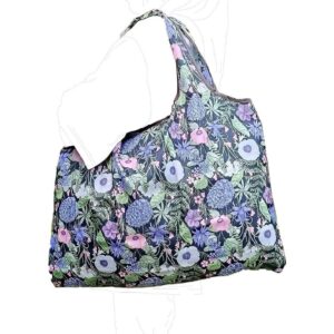 Fineget Reusable Foldable Large Shopping Grocery Tote Bag Portable Waterproof Durable Spare Tote for Women Travelling Camping Beach Picnic Laundry Yoga Duffel Bag Petunias Flowers Pattern