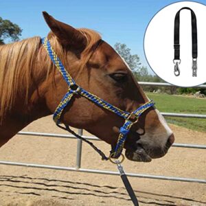 Trailer Tie for Horse Haulage, Cross tie with Adjustable Nylon Straps with Panic Snap and Bull Snap Fixed Eye Equestrian Equipment Black, Aadjustable from 28" to 46"