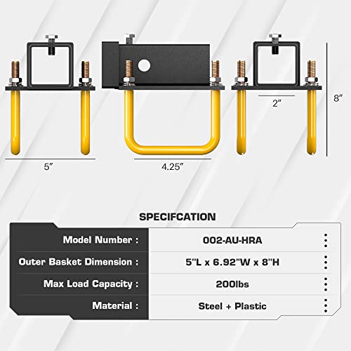 ARKSEN Heavy Duty Steel U-Bolt 2" Hitch Receiver Adapter for 4" Square Bumpers or 2" Tube Bicycle Racks, Cargo Carrier Designed for RV Recreational Vehicle