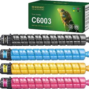 SHEENGO High Yield Compatible MP C6003 Toner Cartridge Up to 33,000 Pages Replacement for Ricoh MP C6003 MP C4503 MP C5503 841849 841851 841852 841850 (1 Black, 1 Cyan, 1 Magenta, 1 Yellow, 4-Pack)