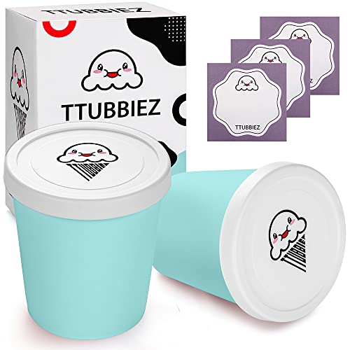 TTUBBIEZ Ice Cream Containers (2 Pack - 1 Quart Each), Ice Cream Containers for Homemade Ice Cream, Ice Cream Storage Containers for Freezer, 1 Quart Freezer Containers for Ice Cream Storage - Mint Chip