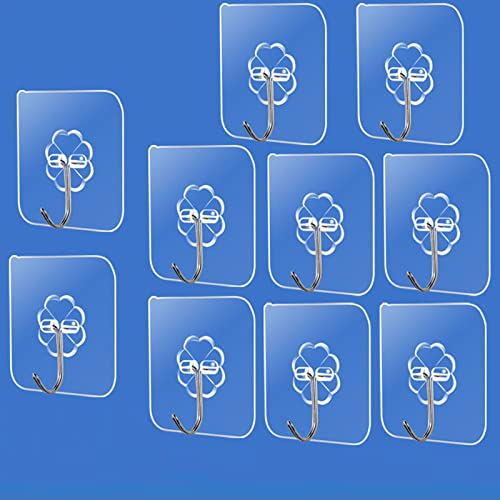 So Nice Command Hooks Clear Door Adhesive Heavy Duty Shower Wall Hooks for Hanging,180 Degree Rotating Seamless Stick on Bathroom Kitchen Outdoors,Home College Dorm Room Essentials-8 pcs