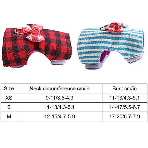 2PCs Small Pet Harness with Bowknot and Bell Decor, No Pulling Comfort Padded Vest Guinea Pig Harness and Leash Set for Ferret, Rats, Iguana, Hamster (XS)