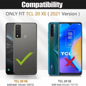 I VIKKLY Case for TCL 20 XE (XE Version Only) Case 2021,with HD Screen Protector, Military-Grade Hybrid Dual Layer Shockproof Case with 360° Rotatable Ring Kickstand Fit Magnetic Car Mount (Black)