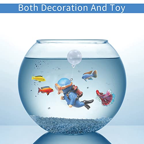 MUNLIT Floating Fish Tank Decorations — Freshwater Blue Fat Diver, Funny Device Fish Tank Accessories, Small Cartoon Aquarium Ornament and Toy, Great for Freshwater Tanks (Blue Fat Diver)