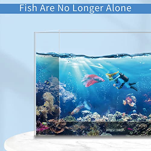 MUNLIT Floating Fish Tank Decorations — Freshwater Blue Fat Diver, Funny Device Fish Tank Accessories, Small Cartoon Aquarium Ornament and Toy, Great for Freshwater Tanks (Blue Fat Diver)