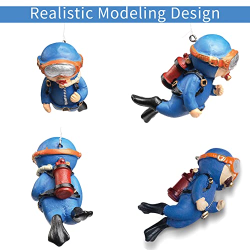 MUNLIT Floating Fish Tank Decorations — Freshwater Blue Fat Diver, Funny Device Fish Tank Accessories, Small Cartoon Aquarium Ornament and Toy, Great for Freshwater Tanks (Blue Fat Diver)