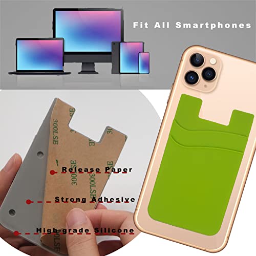 Meroqeel Adhesive Phone Wallet Card Holder for Phone Case, Silicone Credit Business ID Cards Pocket on Back of iPhone Android Phones