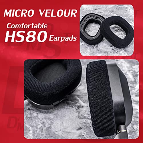 HS80 Ear Pads Compatible with HS80 Headset I Thicker Enhanced Memory Foam - More Soft Comfort Micro Velour by DIMOST