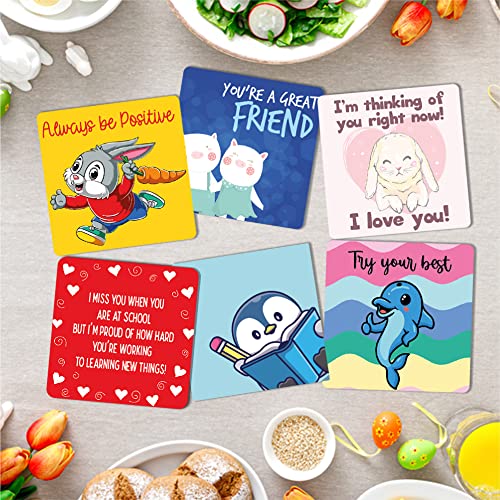 50 Different Design Cards Lunch Notes for Kids, with 20 sheets of Complimentary Puffy Stickers, Lunch Box Notes for Kids Unique Designs, Lunch Box Notes for Boys and Girls, Kids Affirmation Cards