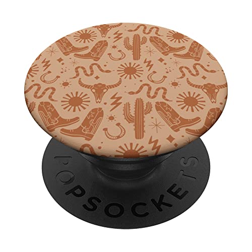 Cowboy Western Boho Cactus Pattern Warm Earth Tones PopSockets Swappable PopGrip