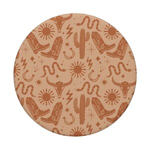 Cowboy Western Boho Cactus Pattern Warm Earth Tones PopSockets Swappable PopGrip