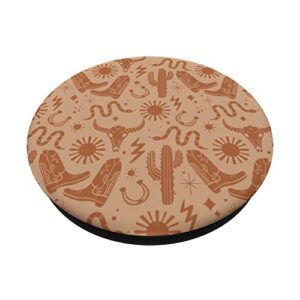 Cowboy Western Boho Cactus Pattern Warm Earth Tones PopSockets Swappable PopGrip