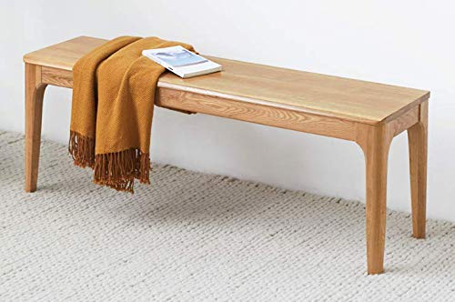 MU RONG Dining Bench, Wood Bench Solid Oak Wooden Bench Indoor Dining Room Table Home Bedroom Bed End Restaurant Modern Hallway Furniture, 47.2" W x 13.8" D x 17.7" H
