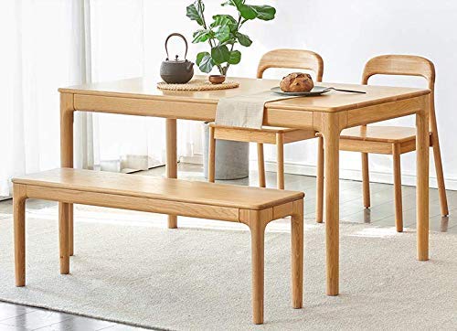 MU RONG Dining Bench, Wood Bench Solid Oak Wooden Bench Indoor Dining Room Table Home Bedroom Bed End Restaurant Modern Hallway Furniture, 47.2" W x 13.8" D x 17.7" H