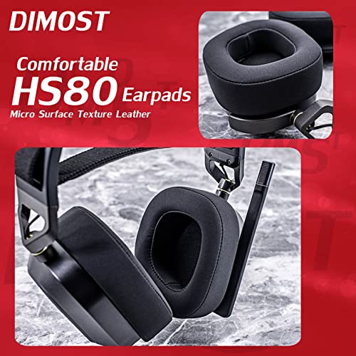 HS80 Ear Pads Compatible with HS80 Headset I Thicker Enhanced Memory Foam - More Breathable Comfort Micro Surface Texture Leather by DIMOST