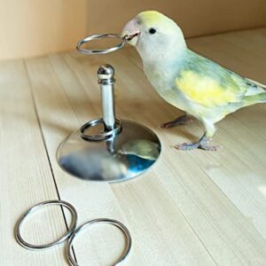 YANQIN Bird Toys Parrot Stacking Rings Toys Stainless Steel Tabletop Training Chew Toys for Small and Medium Parrots and Birds Developing Bird Intelligence (Small)