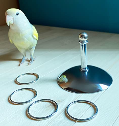 YANQIN Bird Toys Parrot Stacking Rings Toys Stainless Steel Tabletop Training Chew Toys for Small and Medium Parrots and Birds Developing Bird Intelligence (Small)