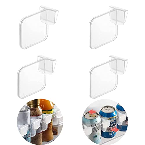 Clear plastic storage baskets space allocator,Refrigerator organizer bins partition,Fridge storage container Divider,Portable drawer separators board,Creative Bottle Can Divider Combination(4 pack)