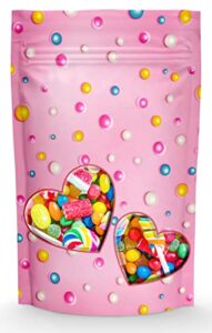 resealable standup bags 5x8 inches. 100 pk – airtight, waterproof, zip lock seal and/or heat seal - opaque foil pouch - food grade bags for long shelf-life storage (large, candy)