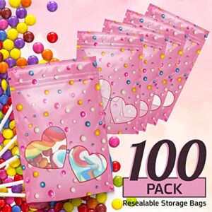 Resealable Standup Bags 5X8 inches. 100 Pk – Airtight, Waterproof, Zip Lock Seal and/or Heat Seal - Opaque Foil Pouch - Food Grade Bags For long shelf-life Storage (Large, candy)