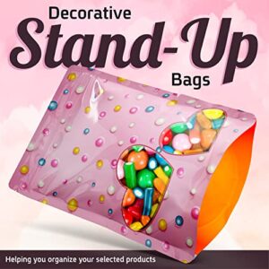 Resealable Standup Bags 5X8 inches. 100 Pk – Airtight, Waterproof, Zip Lock Seal and/or Heat Seal - Opaque Foil Pouch - Food Grade Bags For long shelf-life Storage (Large, candy)