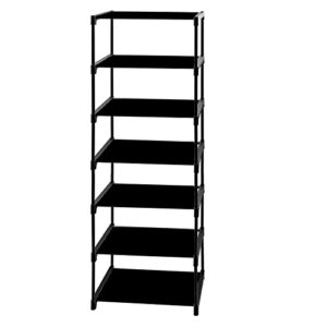 shoe rack for entryway closet hallway, narrow tall vertical shoe rack organizer, metal frame sturdy storage shelf (7 tier)