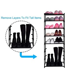 Shoe Rack for Entryway Closet Hallway, Narrow Tall Vertical Shoe Rack Organizer, Metal Frame Sturdy Storage Shelf (7 Tier)