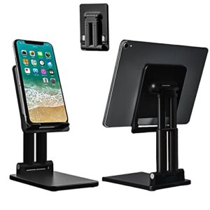 beritni cell phone stand, adjustable phone stand for desk foldable cell phone holder for office desktop cradle dock compatible with iphone 14 13 12 pro max, ipad mini, all mobile phone, black