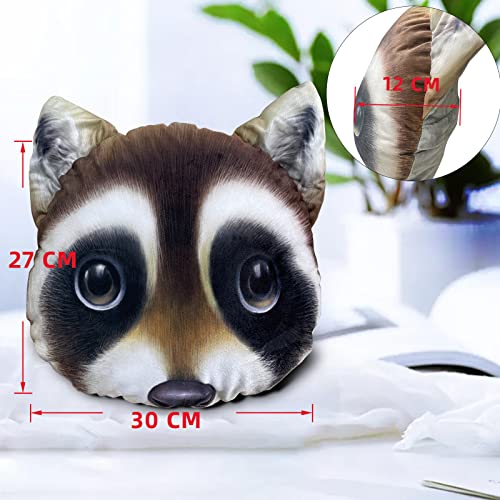 L.F.Z Cute Dog Face Pillow Plush Fun Pillows Soft Outdoor Pillows Personalized Sofa Backrest Pillow(Raccoon)