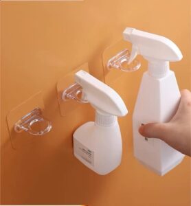 ladymoon adhesive spray bottle holder,set of 10,wall hooks without nails,bathroom and kitchen adhesive hooks for hanging,curtain rod holder,storage of small objects, etc…