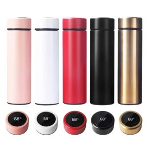 smart lid stainless steel intelligent thermos cup water bottle temperature display vacuum portable led screen soup coffee insulation mugs tumbler hy0009 (gold)