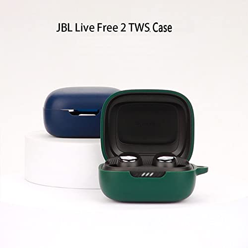 JIML Compatible with JBL Live Free 2 Case Soft Silicone Skin Case Cover Shock-Absorbing Protective Case with Keychain and Lanyard for JBL Live Free 2 2022 (Black)