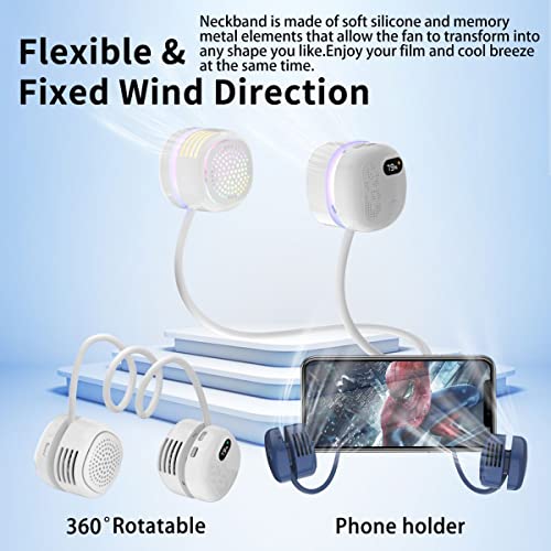 PBOX Portable Neck Fan,Foldable Bladeless Neck Fan, wearable air conditioner,Personal Fan 2000 mAh Rechargeable Battery,360° Adjustable