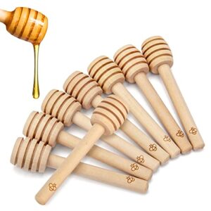 hansgo mini honeycomb stick, 55 pcs wooden honey dipper honey wand bee pattern stirrers for honey syrup jam viscous liquid wedding party favors, 3.2 inches