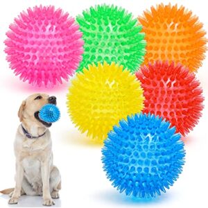 VITEVER 3.5” Squeaky Dog Toy Balls (6 Colors) Puppy Chew Toys for Teething, BPA Free Non-Toxic, Spikey Dog Balls for Medium, Large & Small Dogs, Durable Dog Toys for Aggressive Chewers