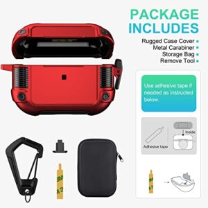 Valkit Compatible Airpods Pro Case Cover with Lock, Full-Body Military Rugged Air Pod Pro Shockproof Case for Men Women Hard Shell iPod Pro Protective Skin with Keychain for Airpods Pro 2019, Red