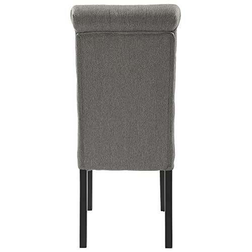 GOTMINSI Upholstered Fabric Dining Room Chairs Tufted Parsons Dining Chairs Accent Kitchen Chairs with Solid Wood Legs for Home Kitchen and Restaurant (Set of 2), Gray