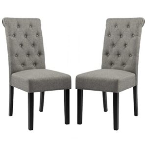 gotminsi upholstered fabric dining room chairs tufted parsons dining chairs accent kitchen chairs with solid wood legs for home kitchen and restaurant (set of 2), gray
